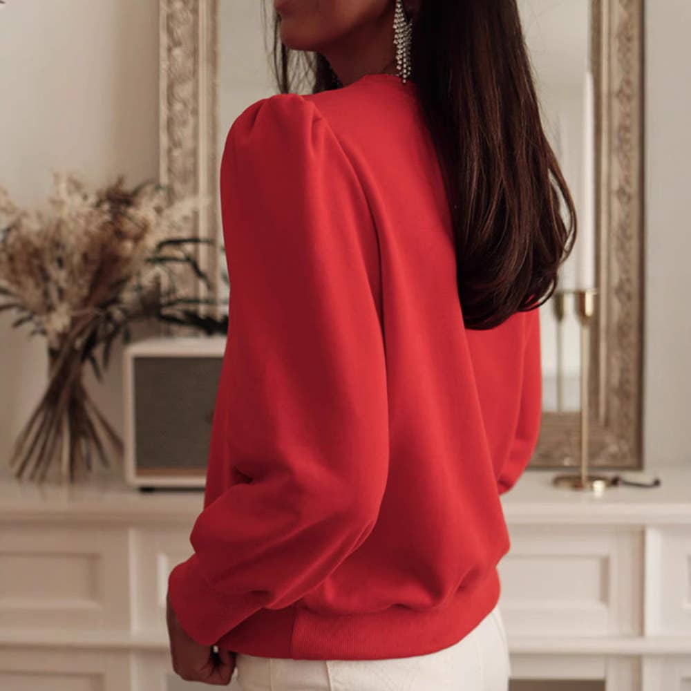 SHOULDER BUTTONS DESIGN BUBBLE SHORT SLEEVE TOP