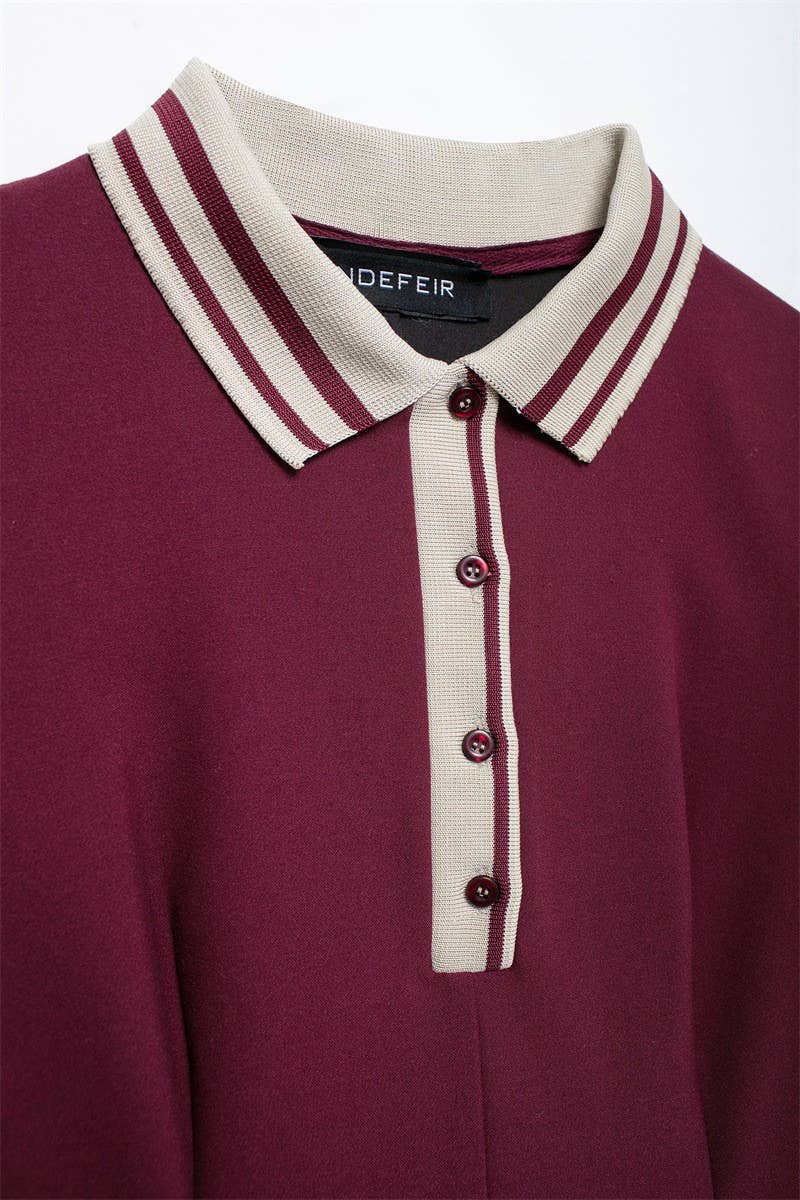 CWDSD6648_POLO COLLAR SHORT SLEEVE PREPPY DRESS
