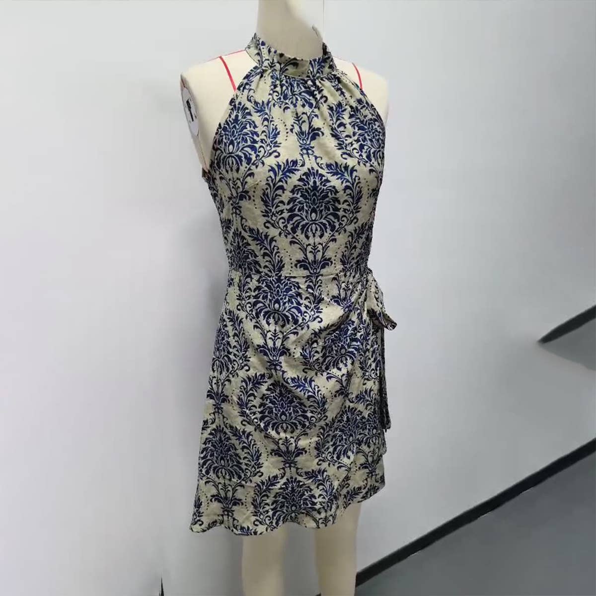 Paisley patterned sleeveless corset dress