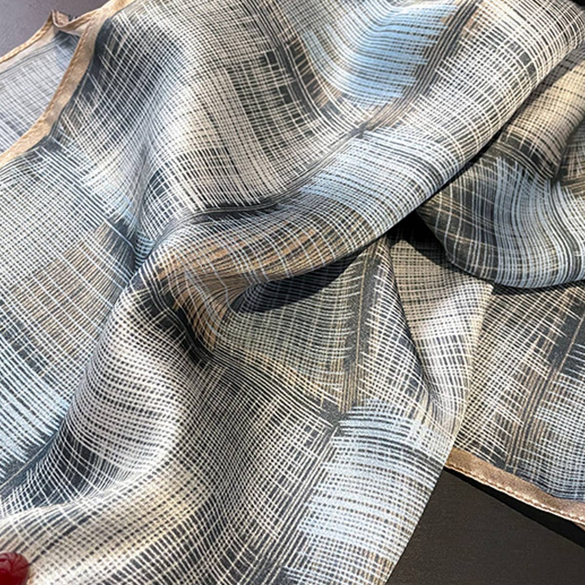 Chic Striped Silk Scarf ? Women?™s Square Shawl