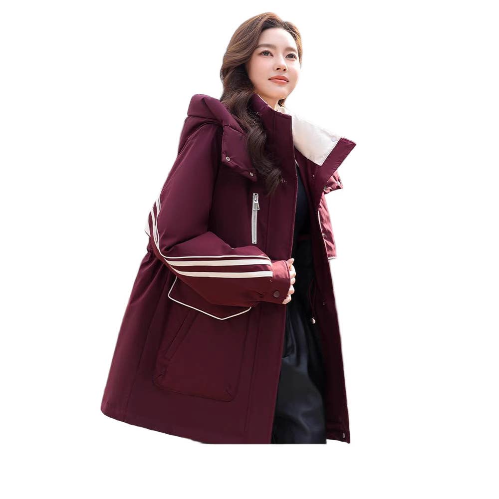 Hooded,color-blocked windproof, cotton jacket