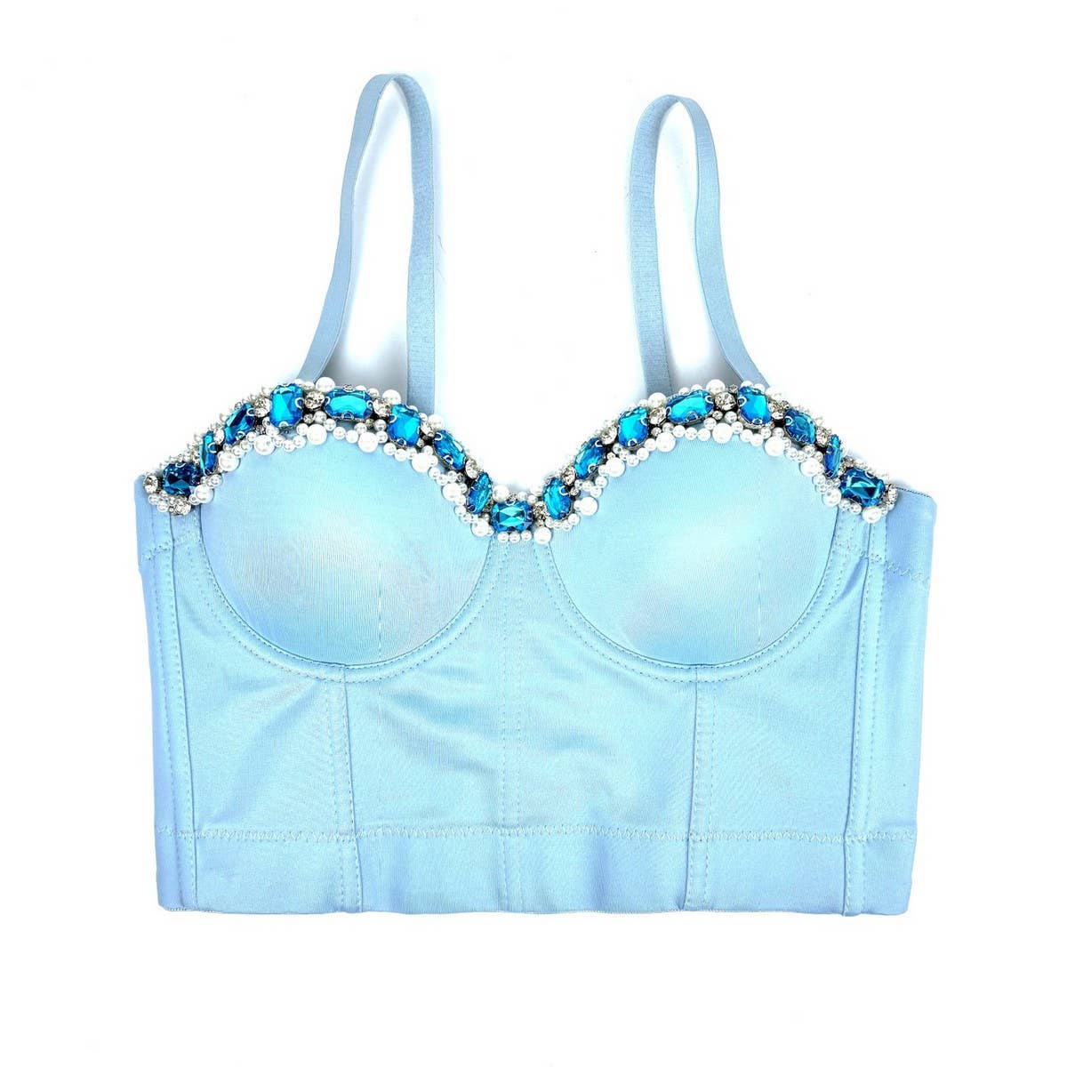 SEXY SLIM FIT HERRINGBONE BRA WITH RHINESTONES