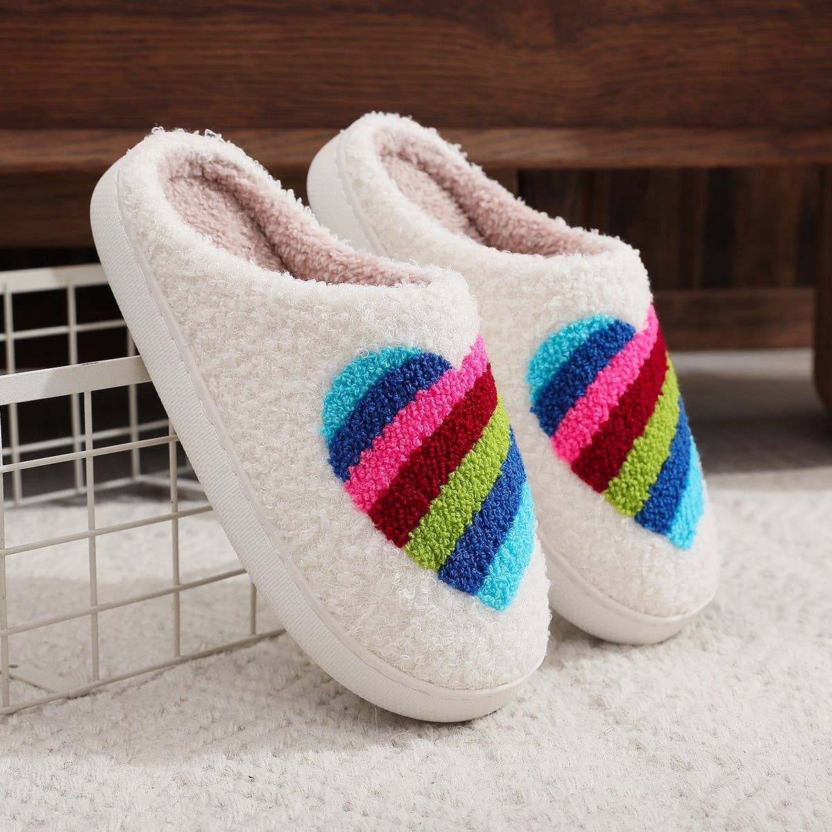 WINTER SMILING FACE PEACH HEART COTTON SLIPPERS
