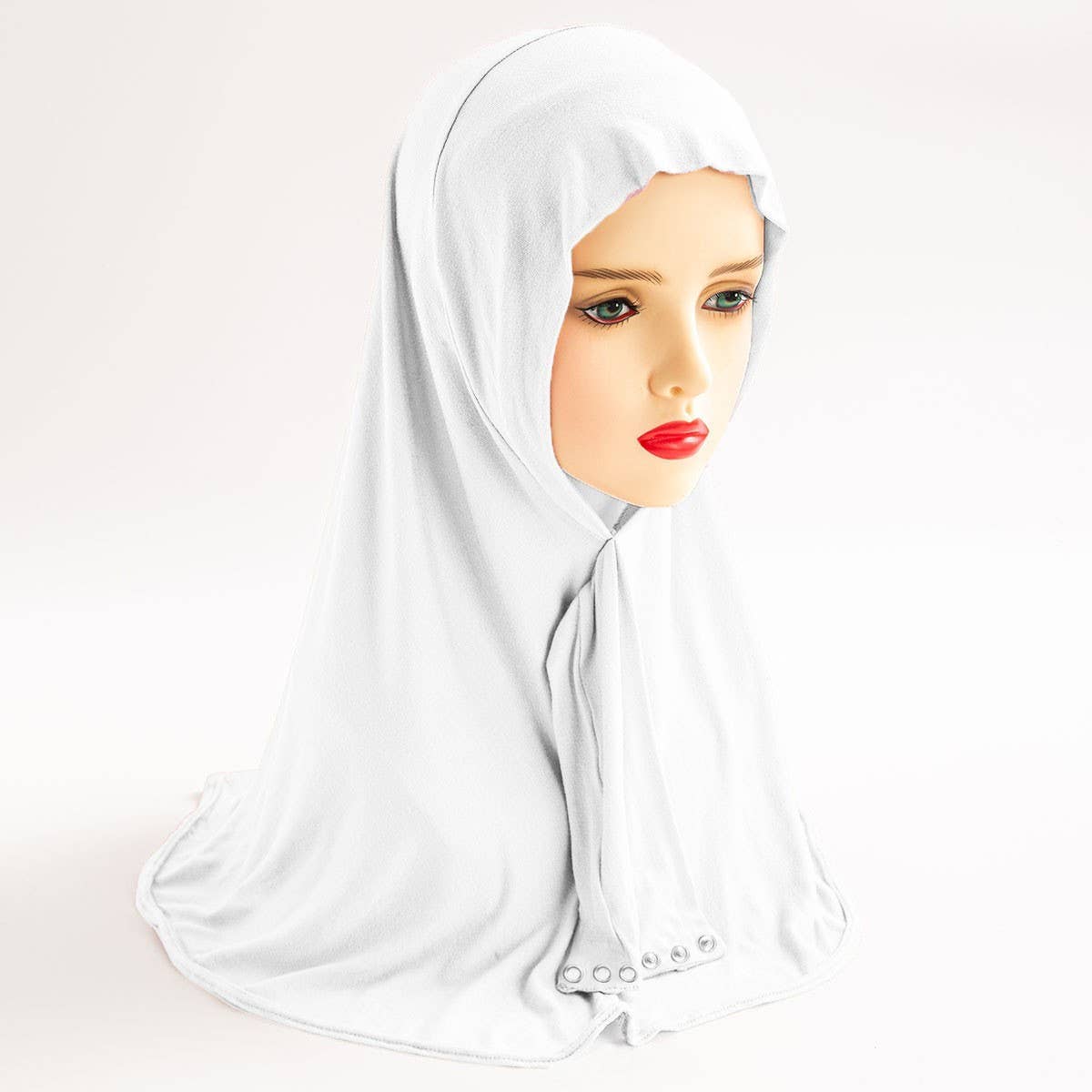 COTTON HIJAB THREE BUTTON TIE PULLOVER SCARF