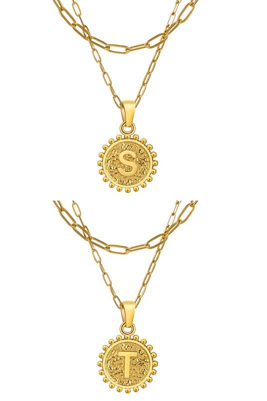 DOUBLE CHAIN INITIALS PENDANT NECKLACE