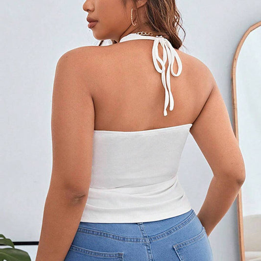 Slimming hemline halter tank top