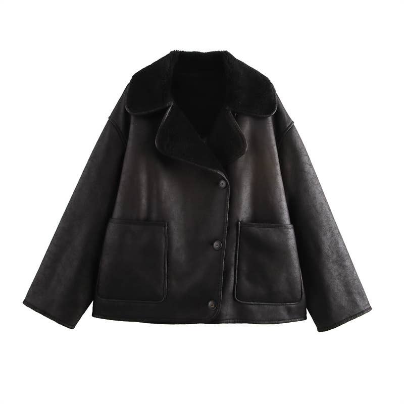Fashionable casual single-breasted lapel coat