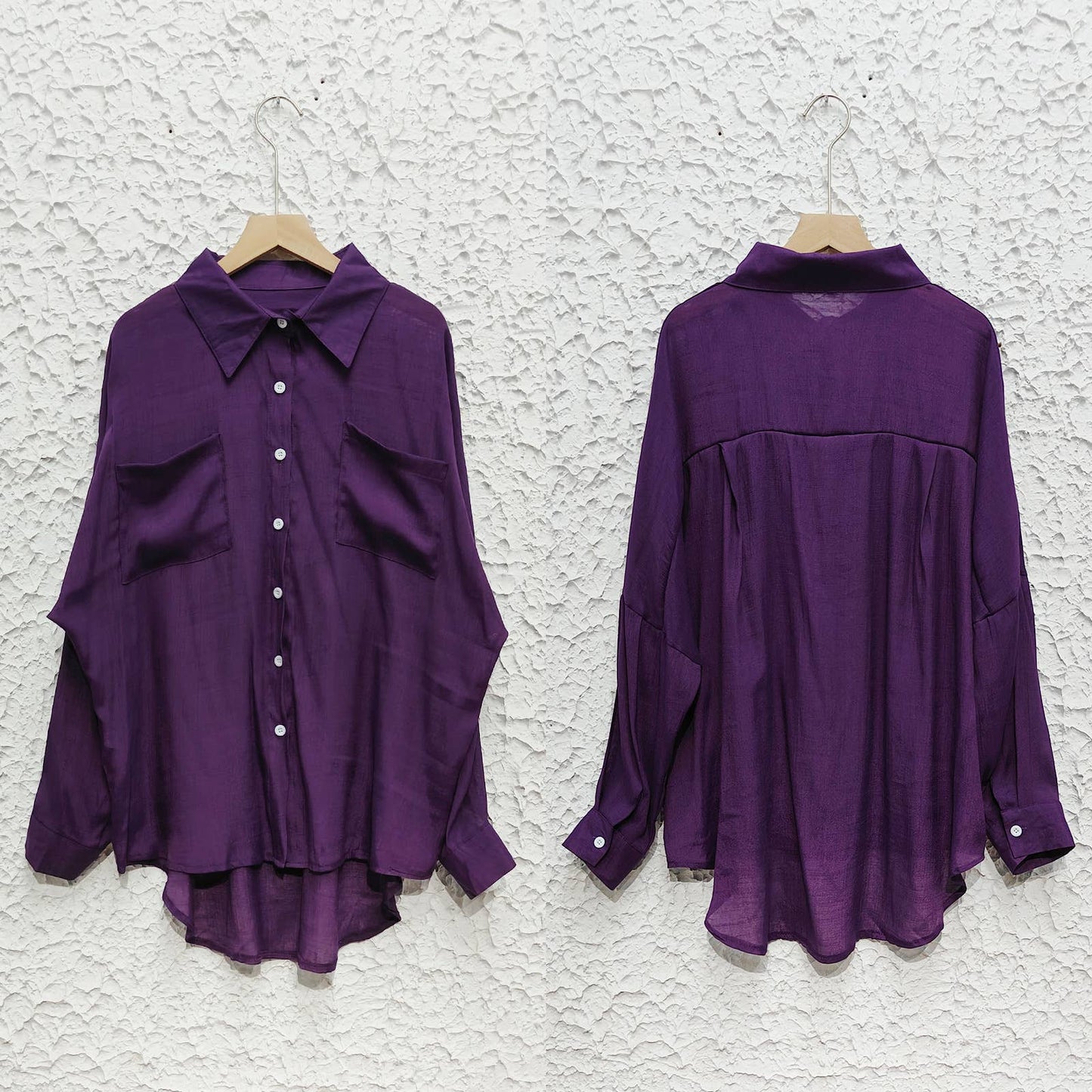 SOLID COLOR SINGLE-BREASTED LONG-SLEEVED SHIRT