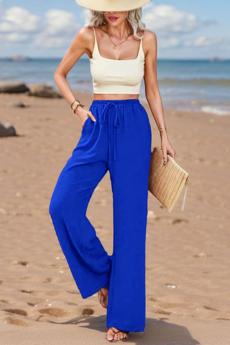 CWBLP1978_CASUAL DRAWSTRING WAIST POCKET RELAXED FIT PANTS