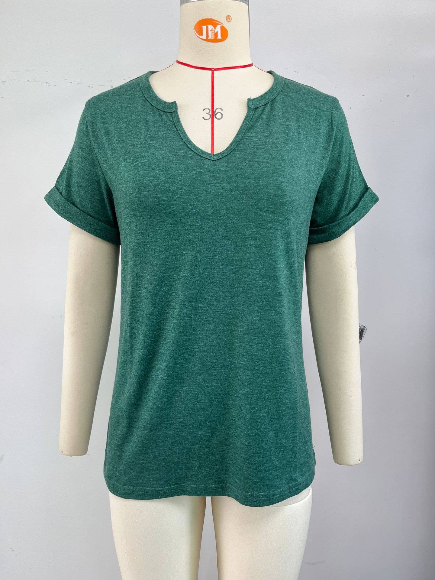 V-neck casual solid color short-sleeved T-shirt