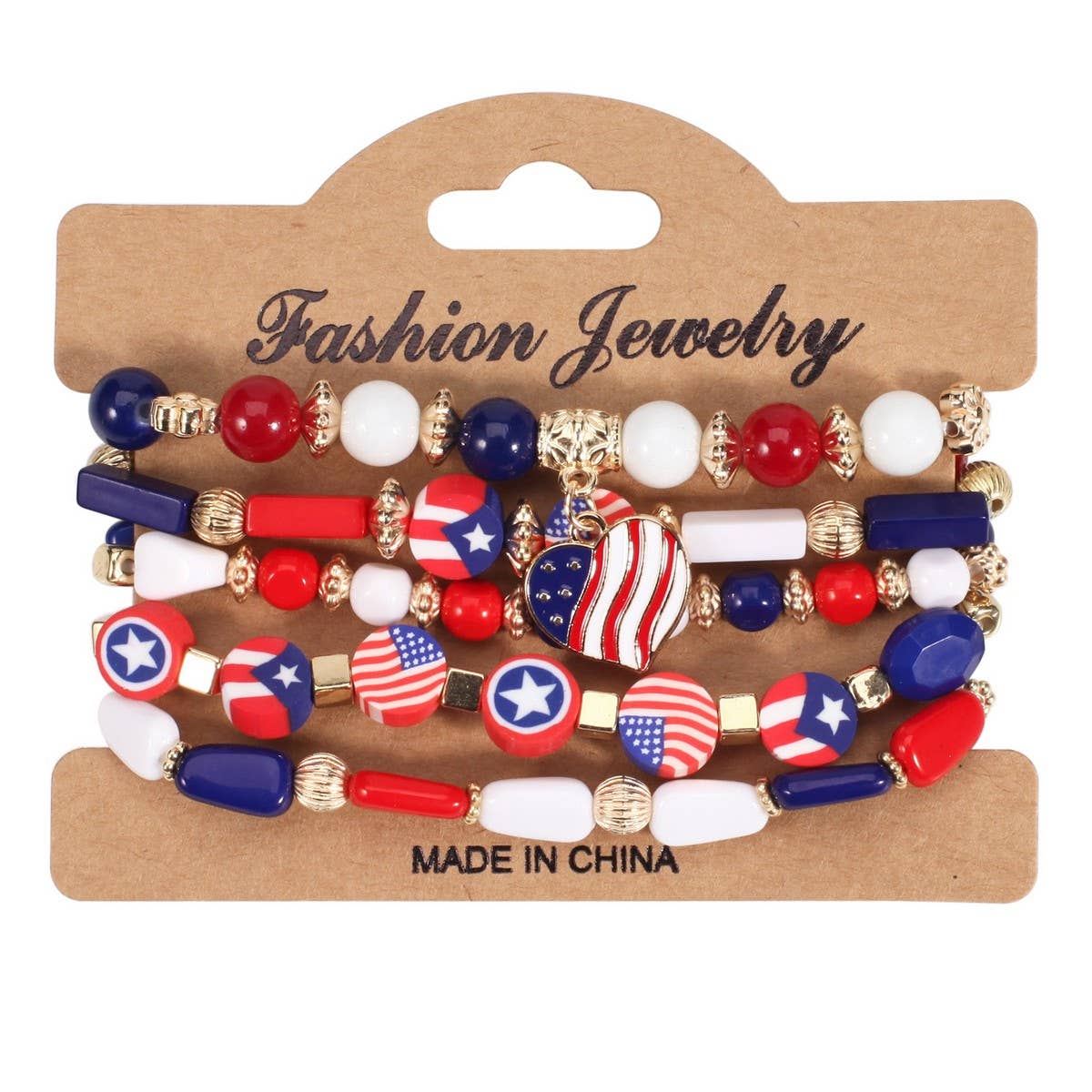 CWMM10463_USA FLAG RED WHITE BLUE BEADED BRACELET