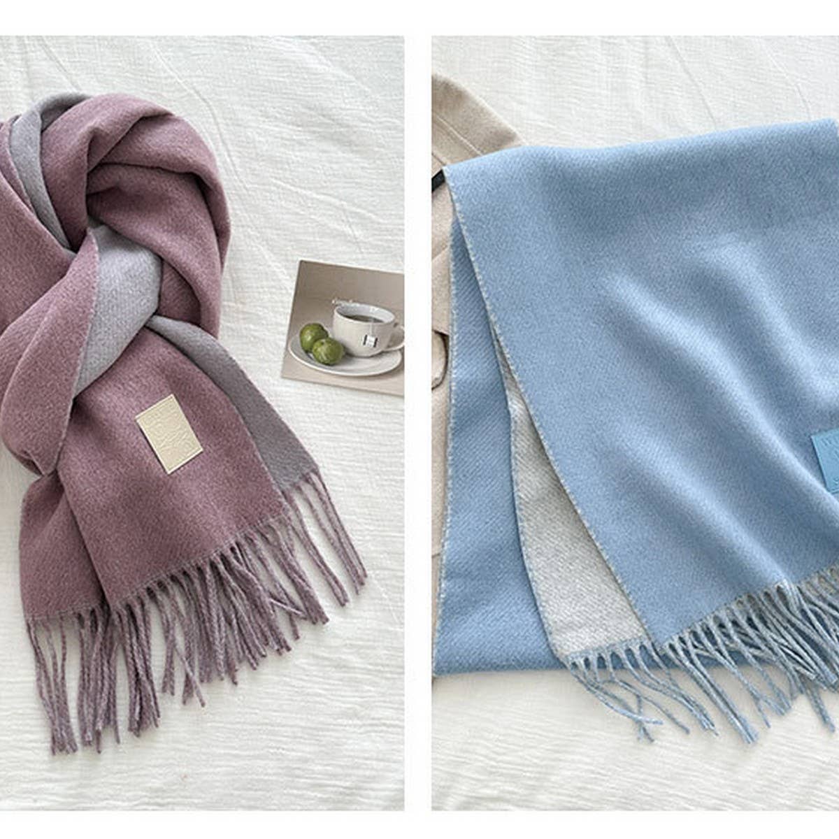 CWASC03138_WINTER WOOL REVERSIBLE TASSEL SCARF FOR COUPLES