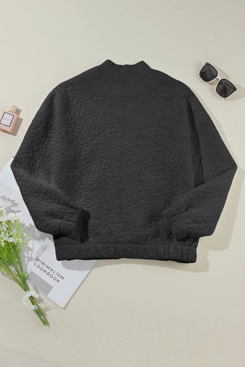 Solid-color floral texture loose jacket