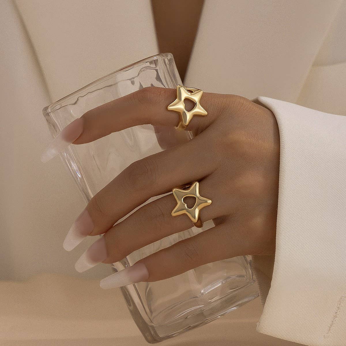 NEW FASHION FIVE-POINTED STAR OPEN ALLOY RING