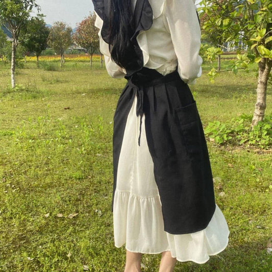 WATERPROOF AND FRESH RUFFLED STRAP CROSS APRON
