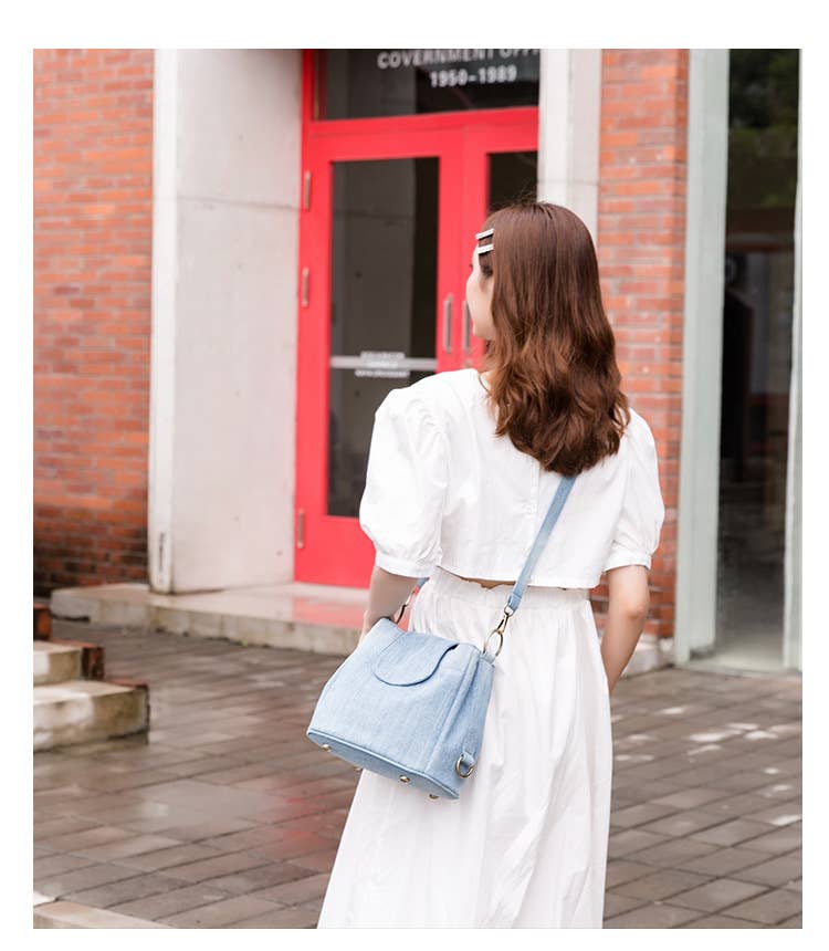 Denim multi-layered crossbody bag