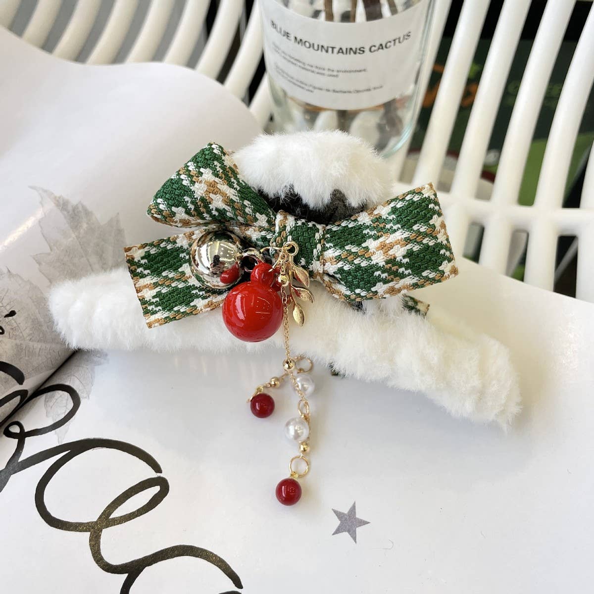 CHRISTMAS FUZZY HAIR CLIP BOW HAIR CLAW CLIP