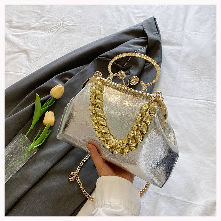 Fashionable candy-colored thick chain handbag