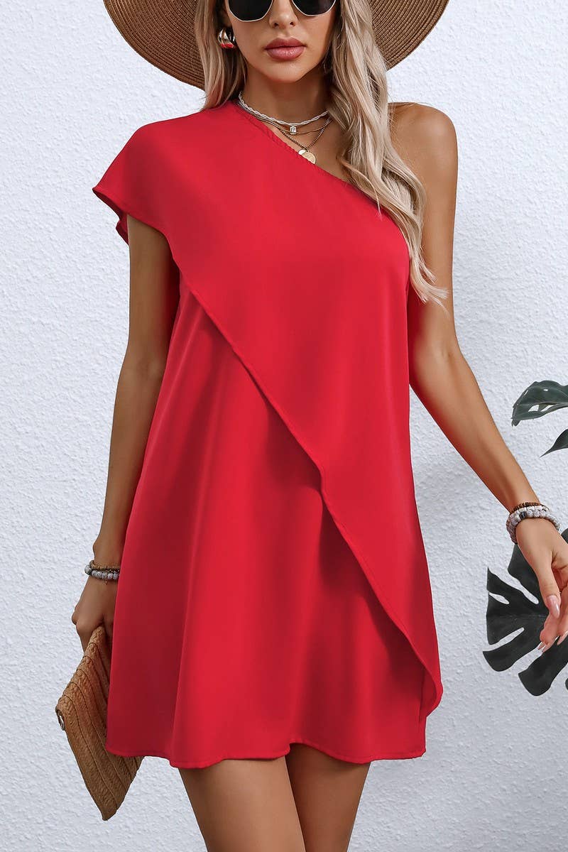 CWDSD7881_ASYMMETRICAL ONE-SHOULDER A-LINE MIDI DRESS