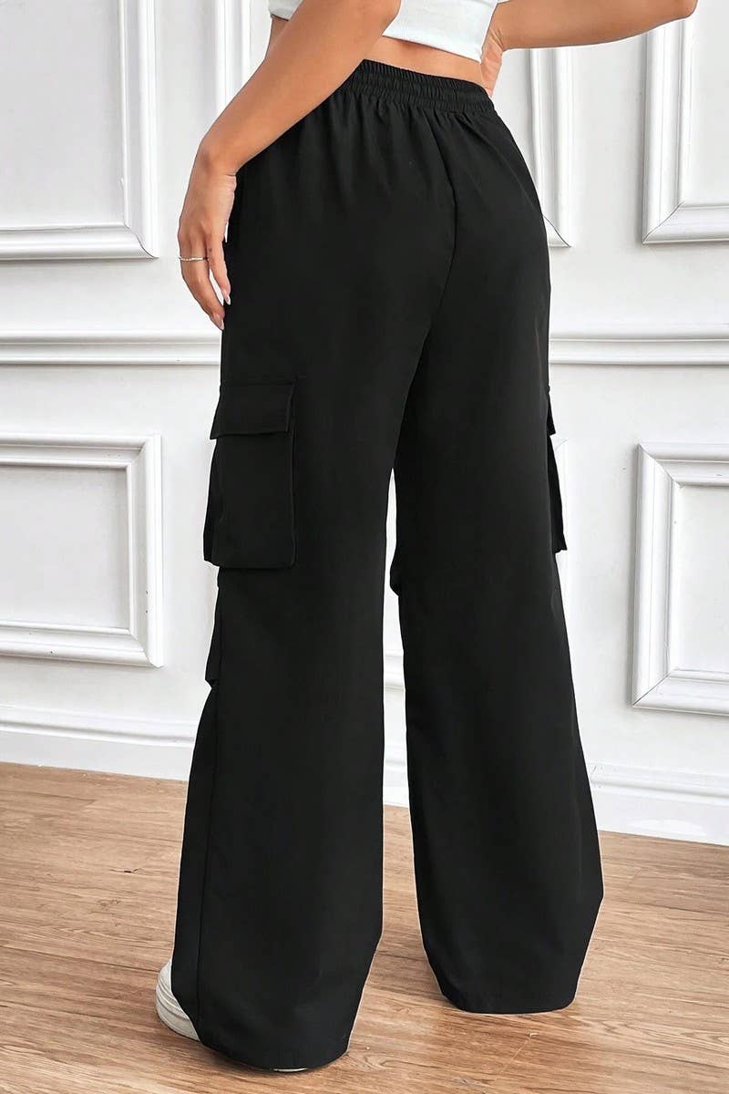 CWBLP1886_DRAWSTRING HIGH WAIST LOOSE COMMUTER OVERALLS