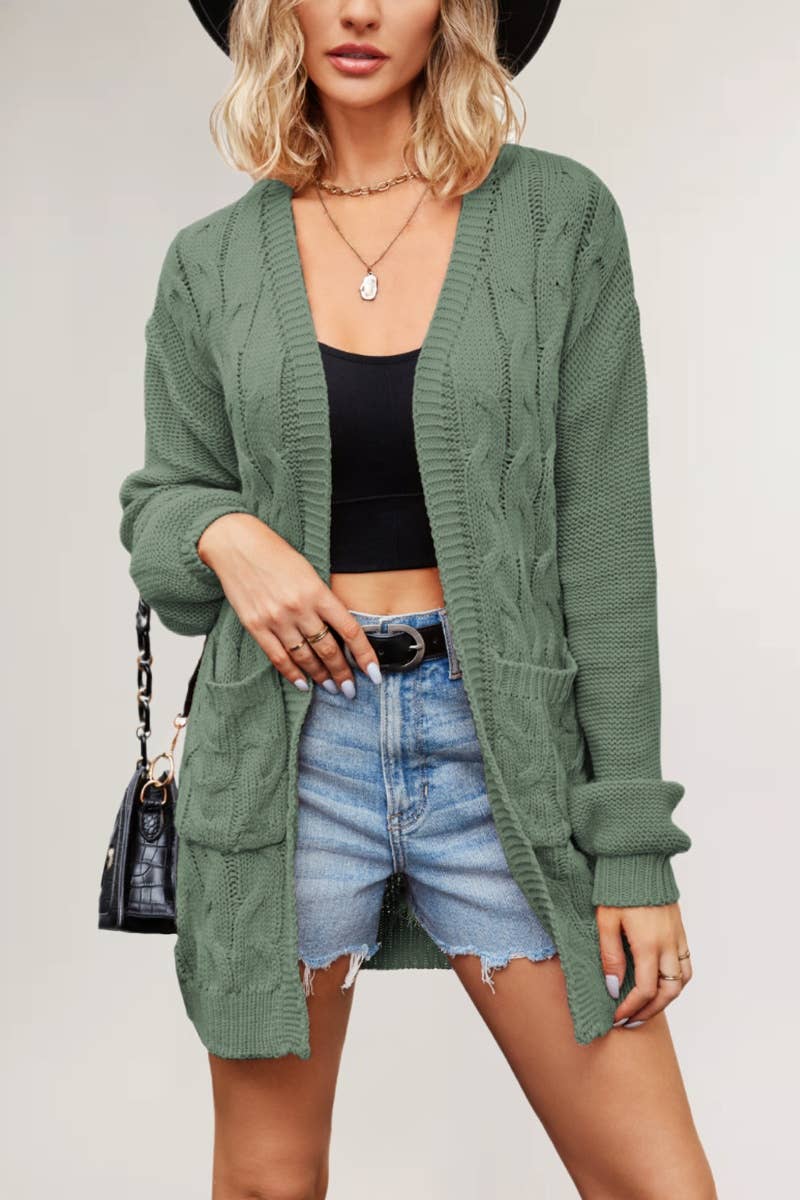 CWOCAL1827_FALL BUTTON-FREE LONG-SLEEVED CARDIGAN