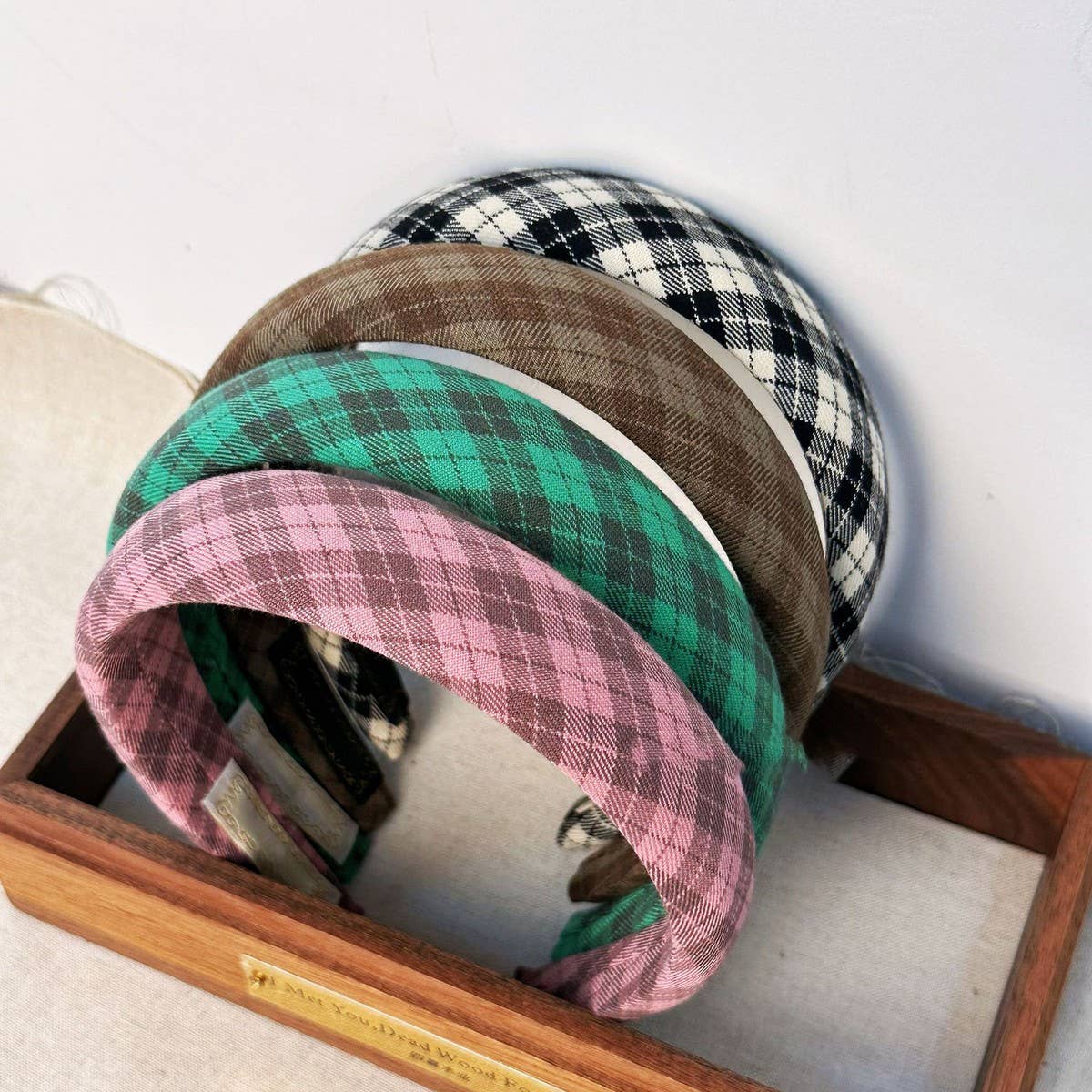 VINTAGE PLAID FRENCH WIDE BRIM HEADBAND