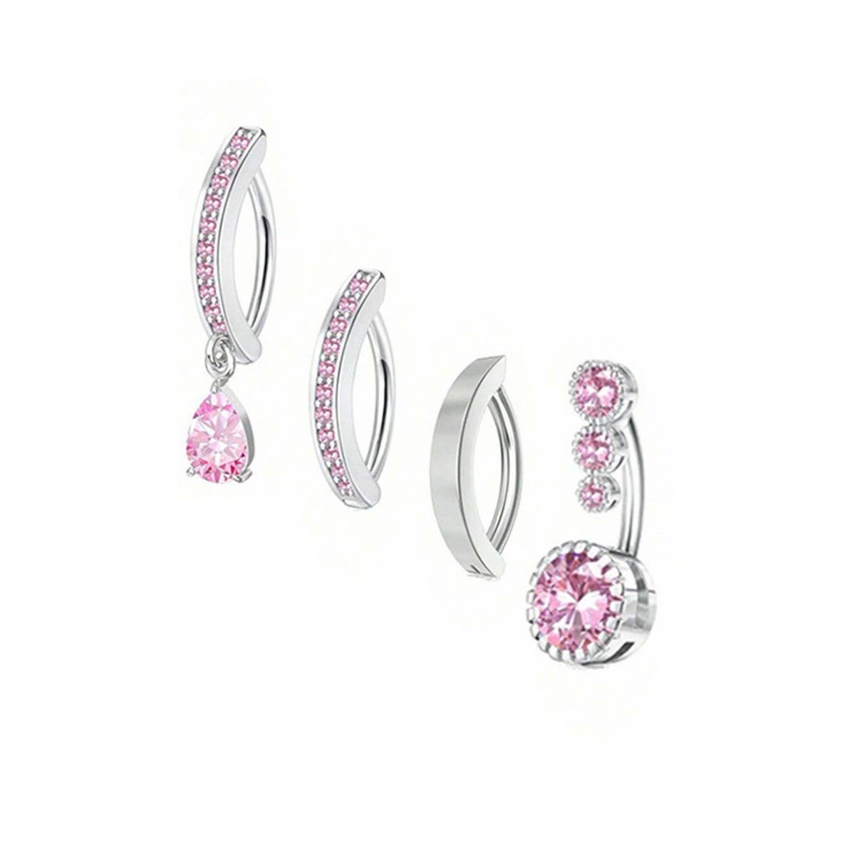 Stylish Teardrop CZ Dangle Navel Ring Jewelry_CWMM9382