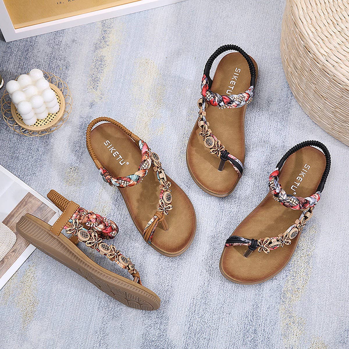 BOHEMIAN HAND WOVEN RIBBON RHINESTONE SANDALS_CWSHS0513