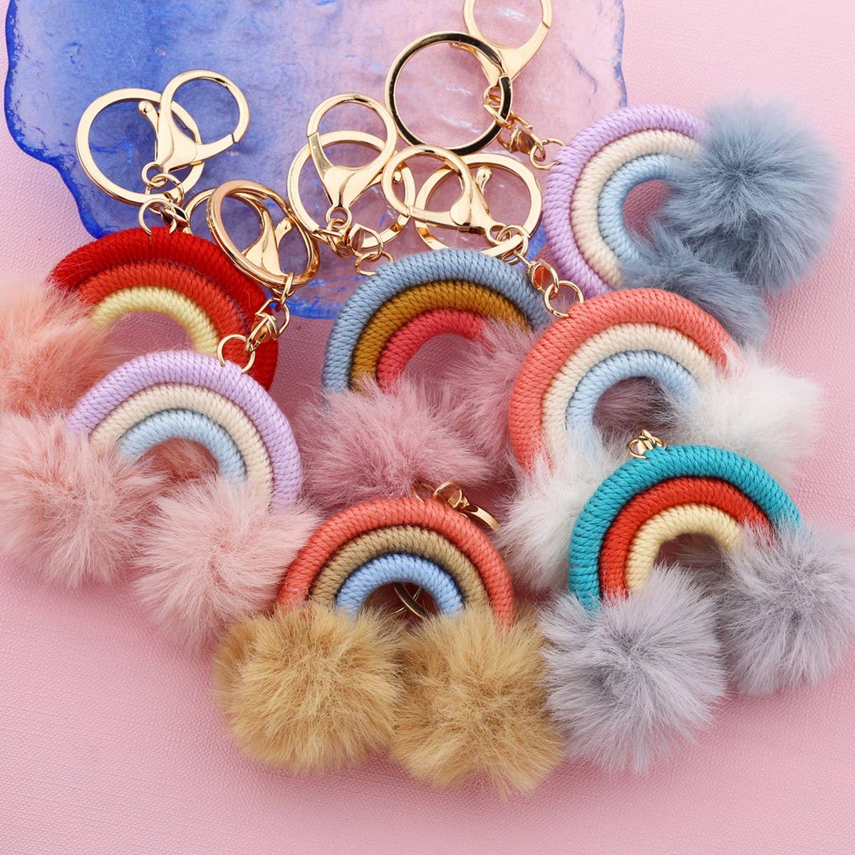 Keychain Cotton Woven Car Pendant Boho Pom Pom_CWAB5017