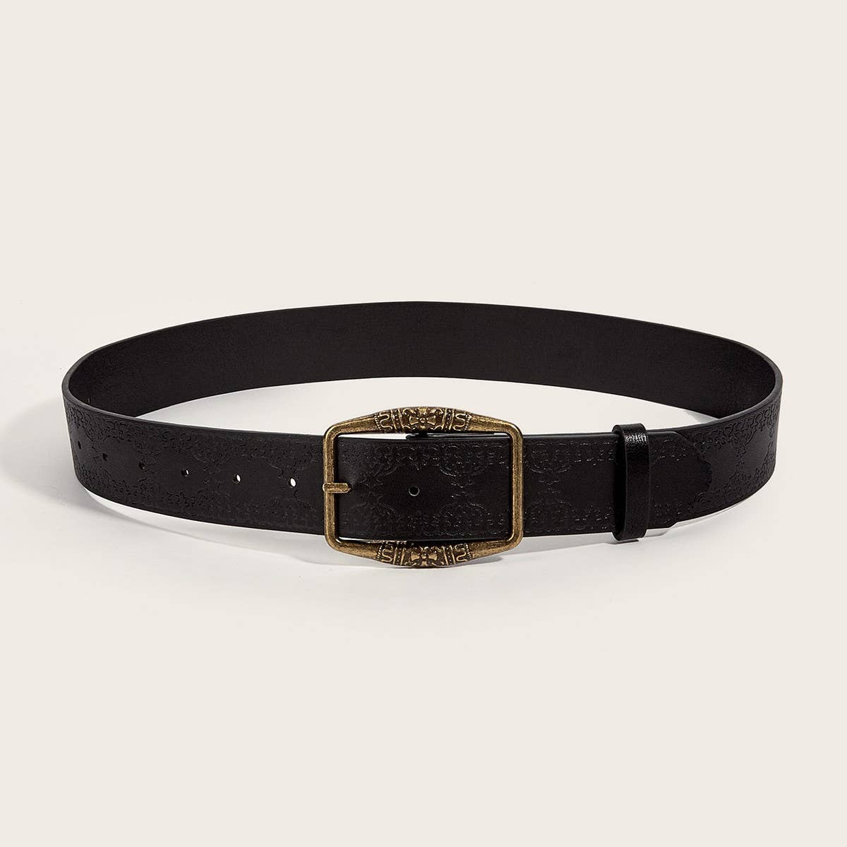 CWABE0555_VINTAGE IMITATION LEATHER SQUARE BUCKLE BELT