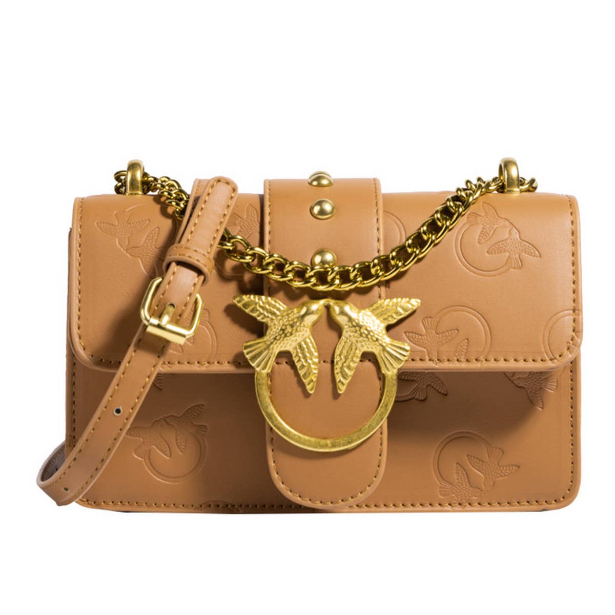 STYLISH EMBOSSED METAL CHAIN SHOULDER BAG_CWAB1577
