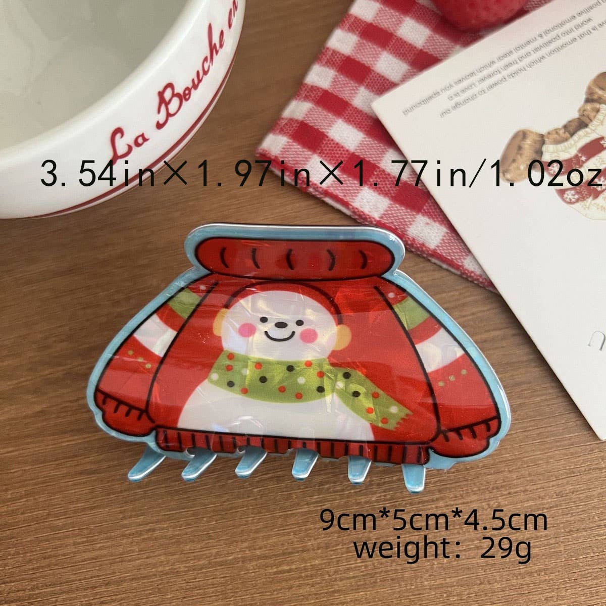 CWAHA07713_CHRISTMAS ACRYLIC CLAW HAIR CLIP FOR WOMEN