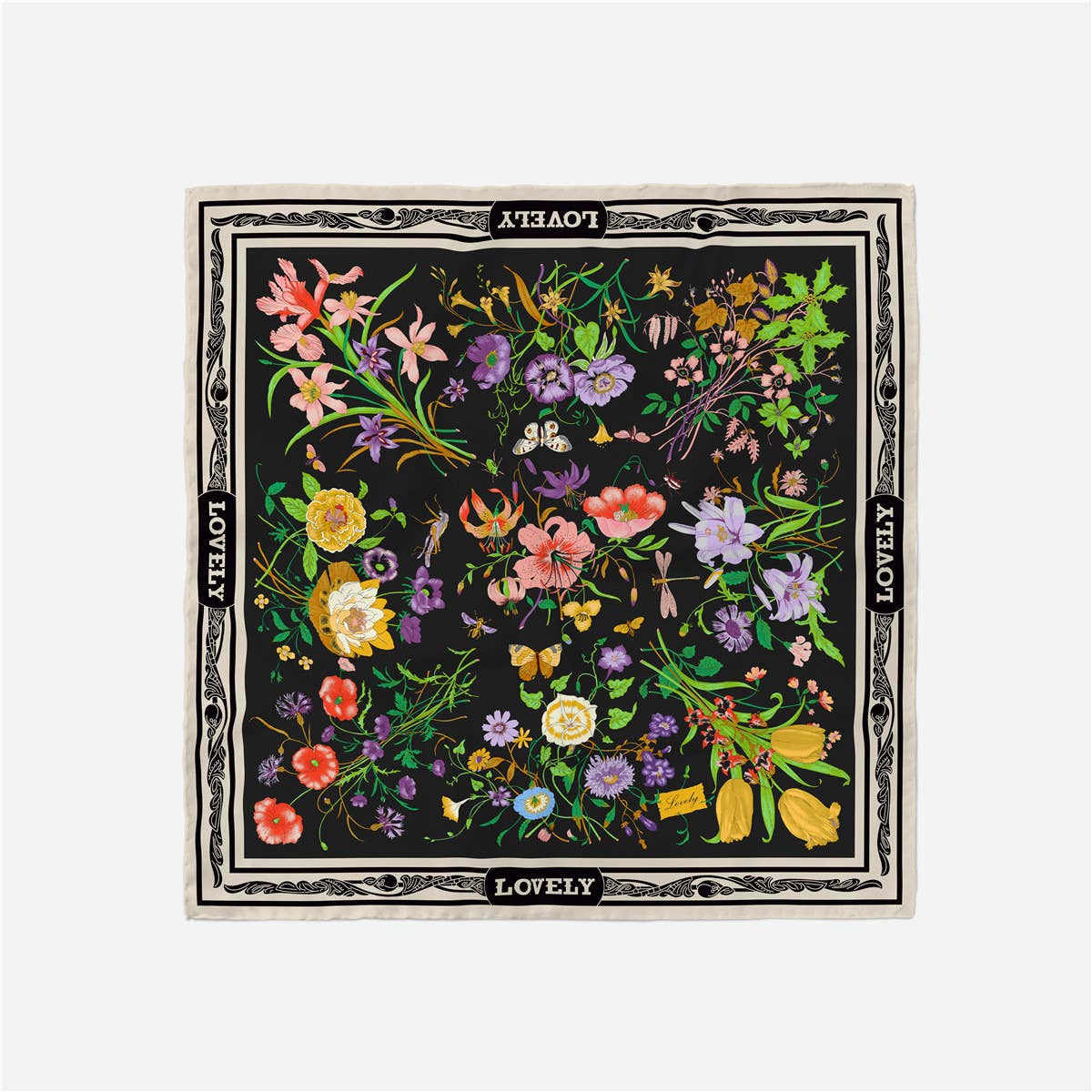 Floral Satin Square Scarf for Summer Sun Wrap