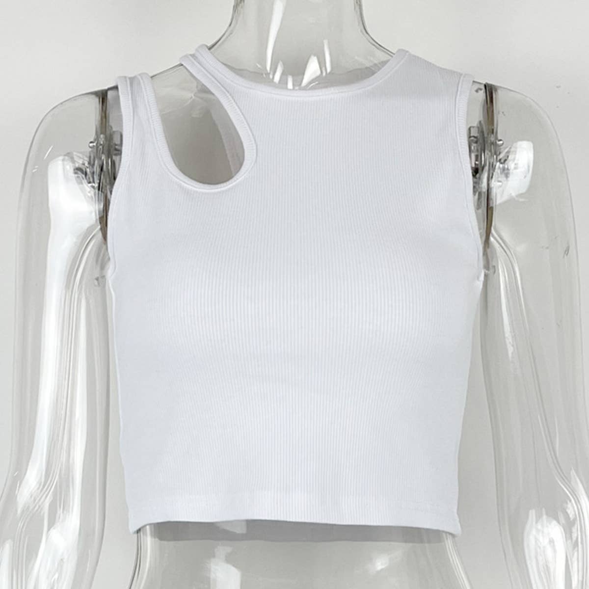 Hollow design sleeveless crew neck vest