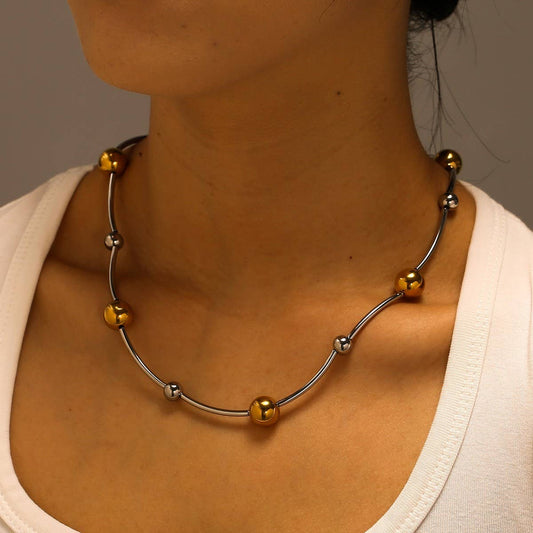 Two-Tone Gold & Silver Stainless Steel Necklace
