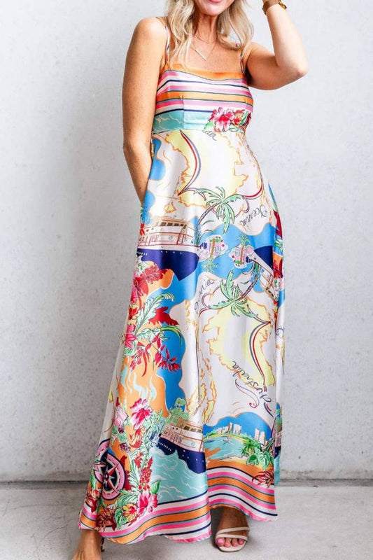 CWDMD5151_PRINTED HOLIDAY STYLE SUSPENDER DRESS