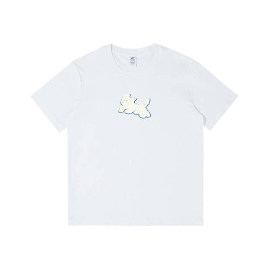 Cwtts0927_Little White Dog Print Crew Neck Short Sleeve