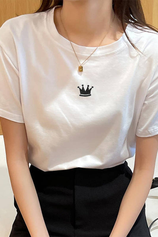 Cwtts0988_Crown Print Casual T Shirt
