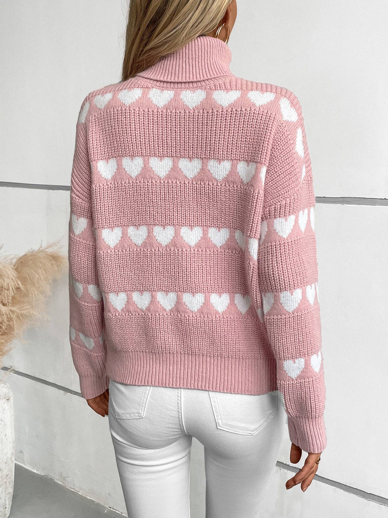 Lapel love pullover fashion long-sleeved sweater