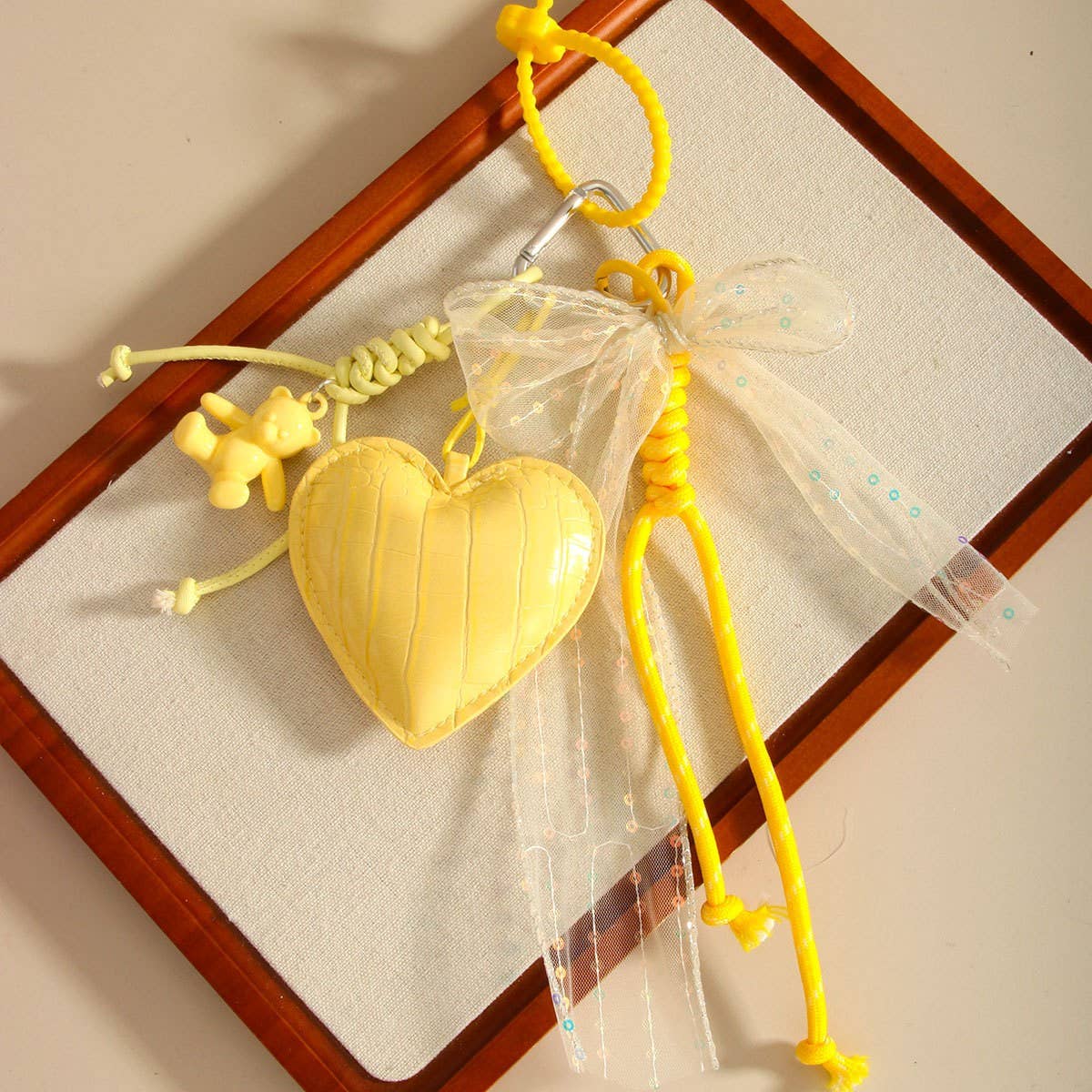 Cute PU Heart Bear Keychain Bag Charm