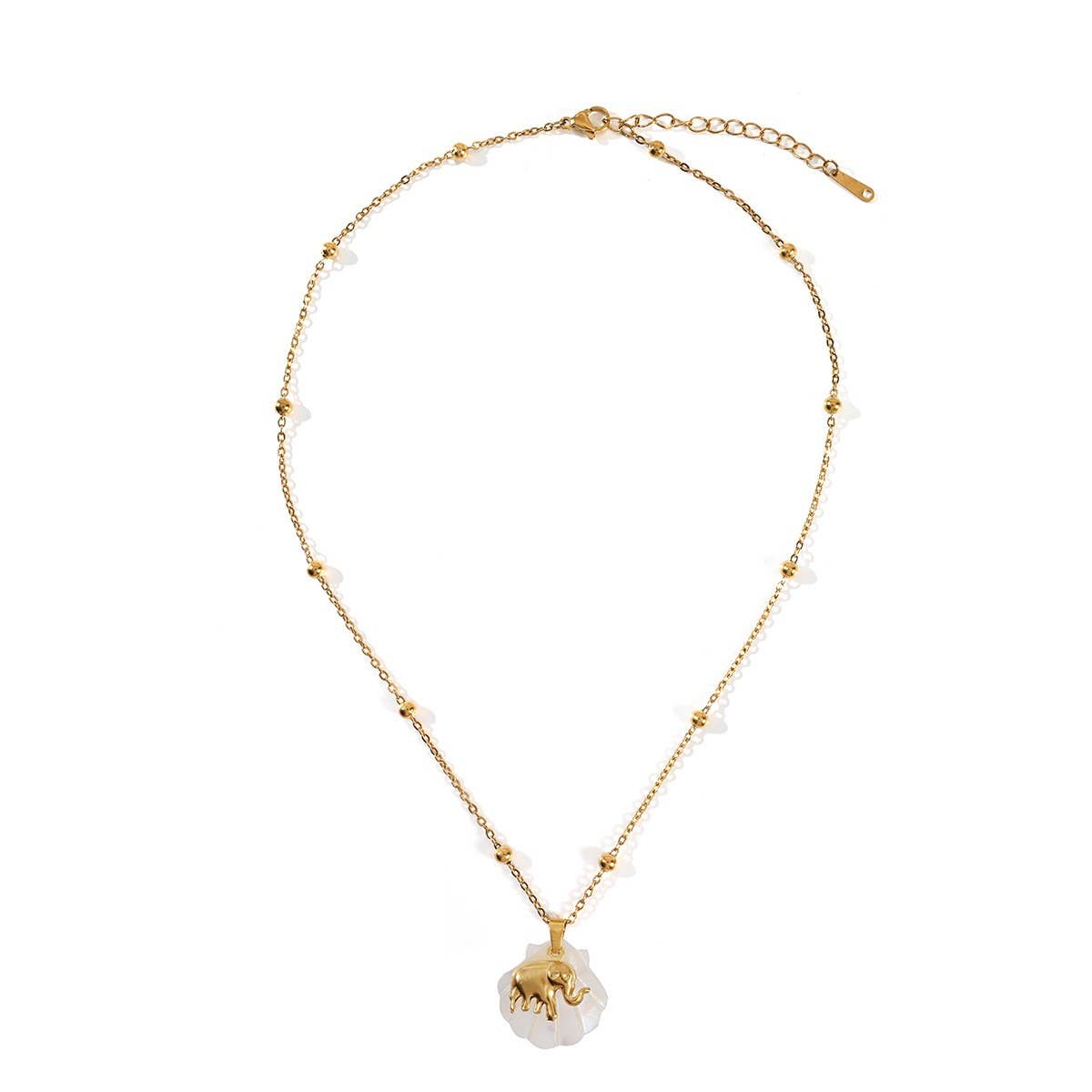 Summer Beach Steel Shell & Starfish Necklace_CWMM8862