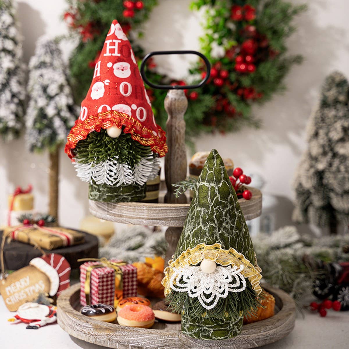 CWMM10289_CHRISTMAS TREE GNOME PLUSH FACELESS DOLL DECOR