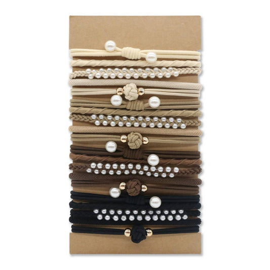 RETRO BROWN CARD HOLDER HAIR SCRUNCHIES_CWAHA2716