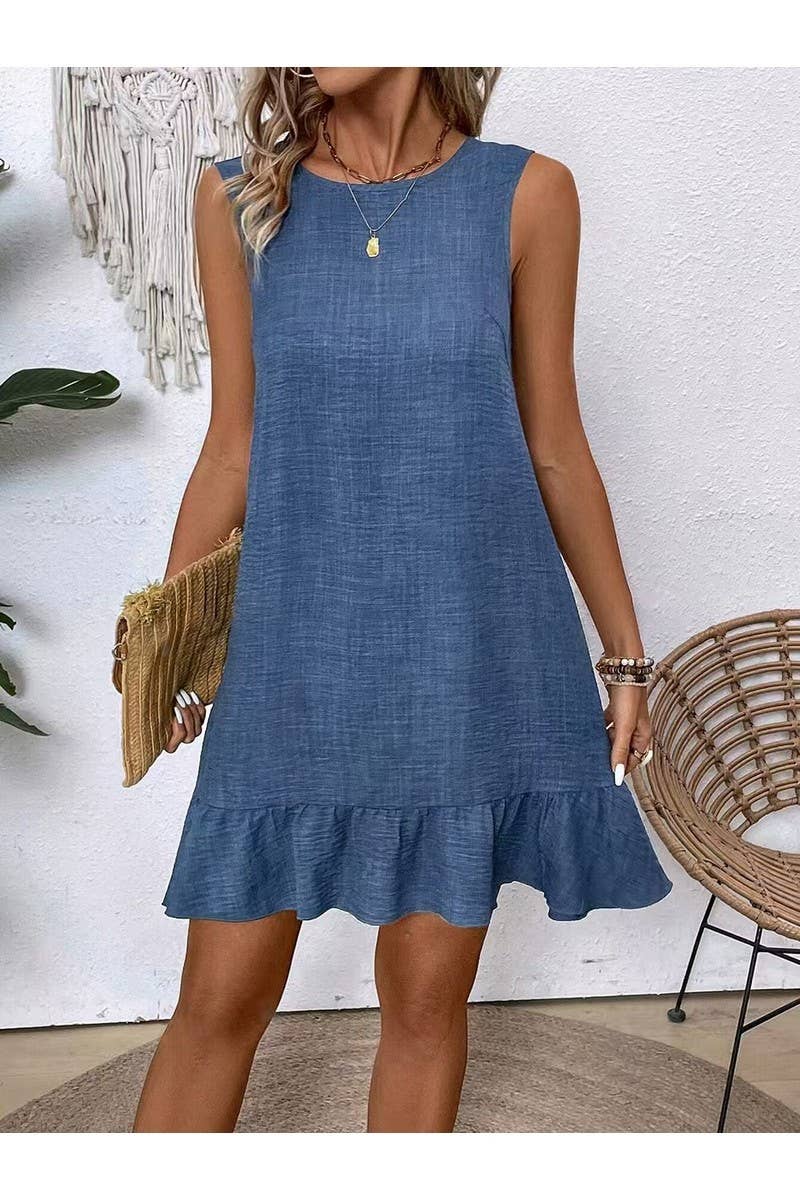 CWDMD01243_2025 SPRING SUMMER WOMEN TIE STRAP RUFFLE DRESS