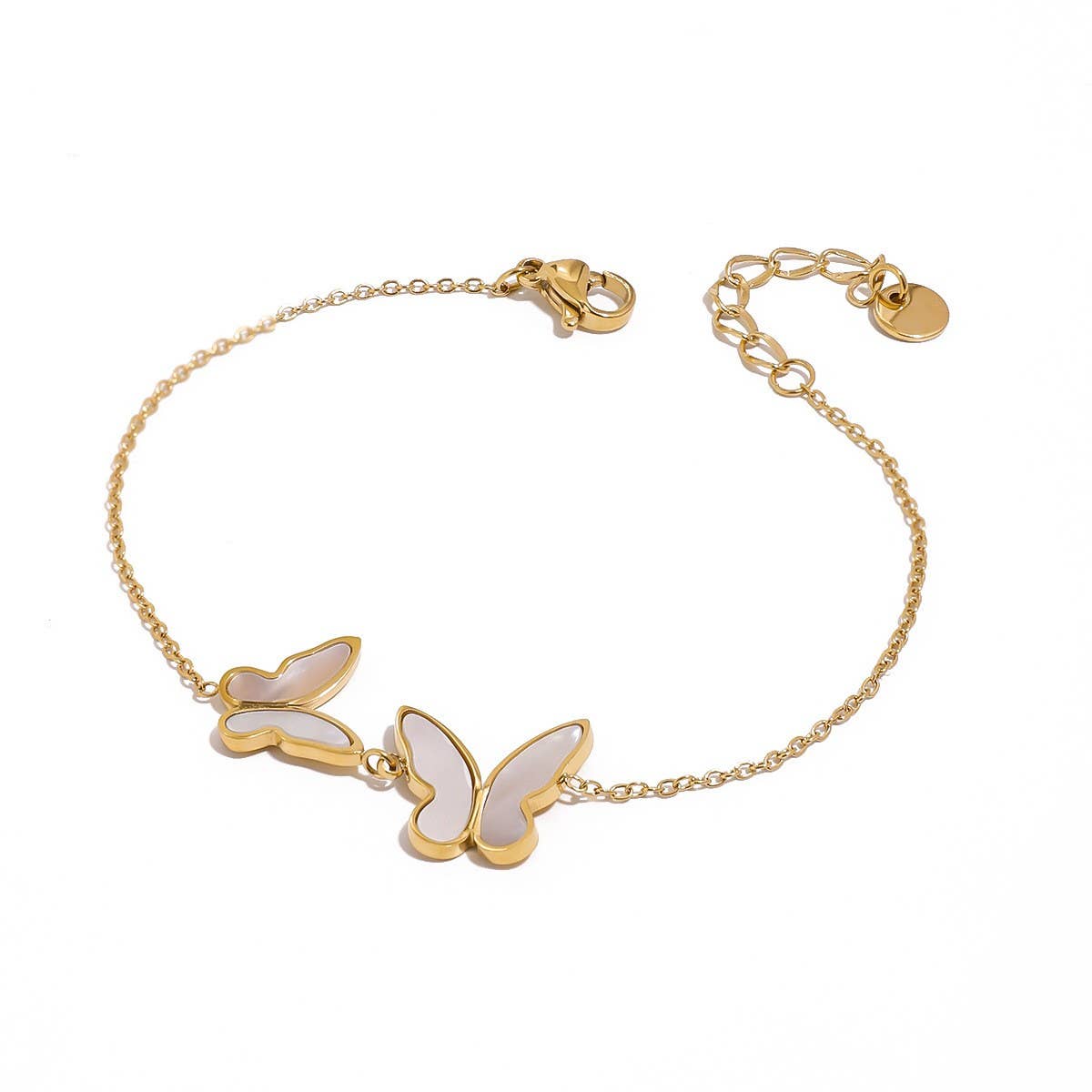 Elegant Shell Butterfly Bracelet, Stainless Steel