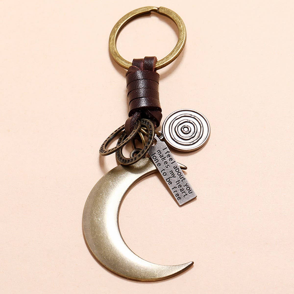 PERSONALIZED CRESCENT MOON PENDANT CAR KEYCHAIN_CWMM4782