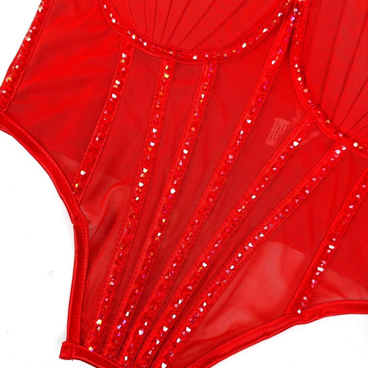 SEXY MESH RHINESTONE HERRINGBONE BRA