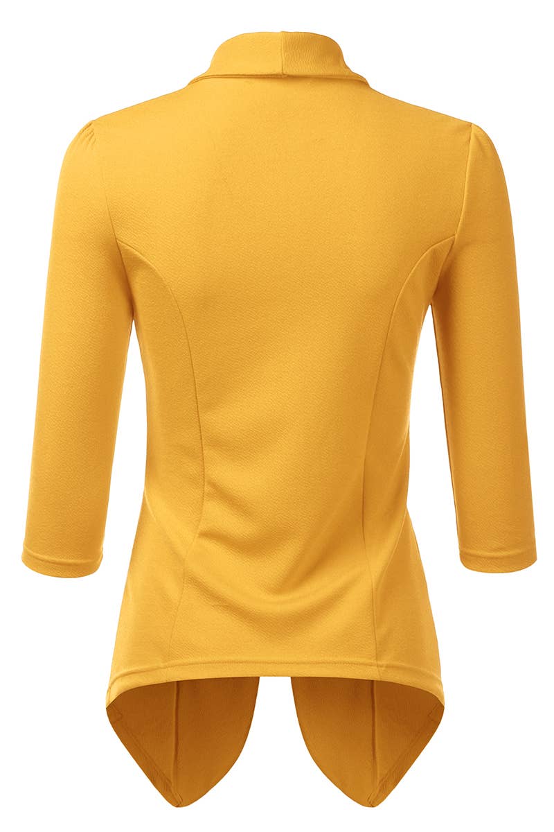 CWOBL089_Casual Work 3/4 Sleeve Open Front Blazer