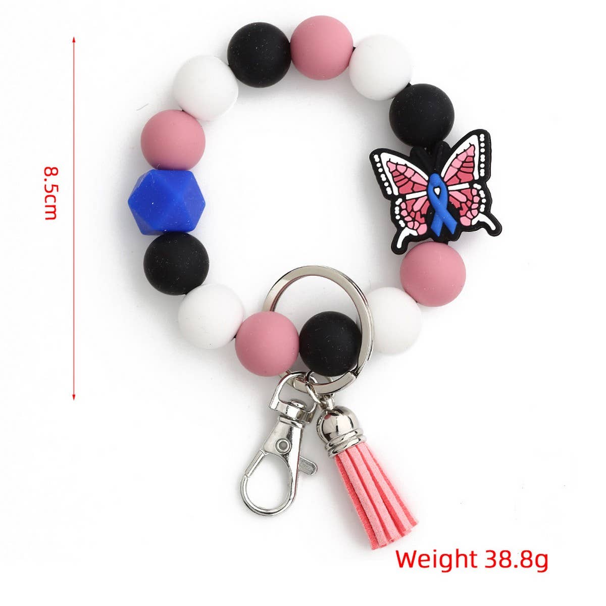 Cartoon Animal Keychain with Silicone Bead Bracelet_CWMM6878