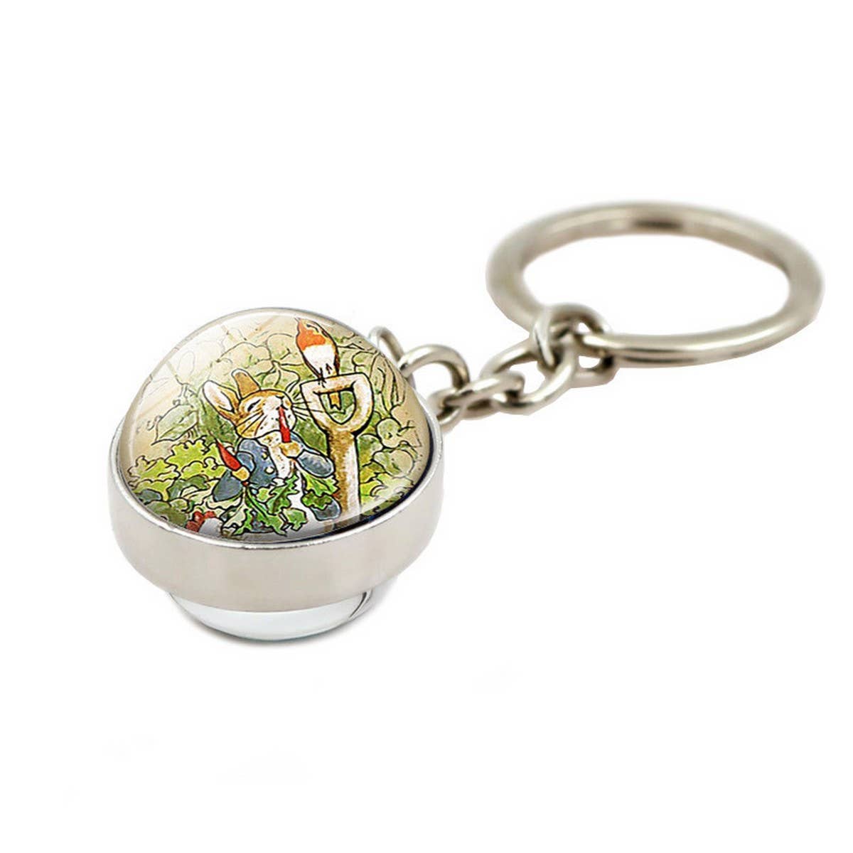 EASTER RABBIT CRYSTAL GLASS BALL PENDANT KEYCHAIN